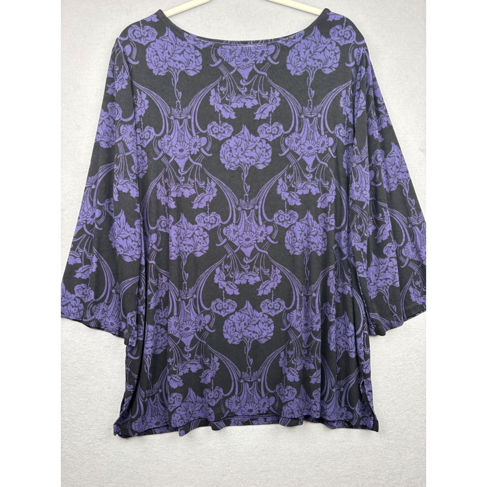 Chicos Travelers Top Womens 4 20 22 Damask Print 3/4 Sleeve